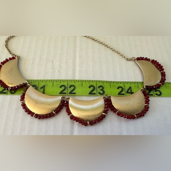 Vintage Gold and Red Statement Necklace - Picture 9 of 14